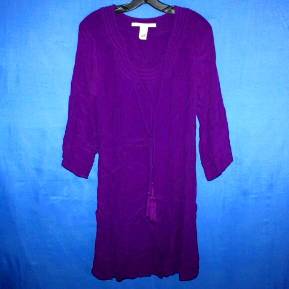 Diane von Furstenberg Purple Tassel Tie Tunic Dress 4